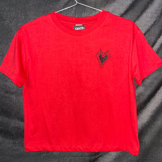 EMBROIDERY CROPTOP - RED - WOMENS