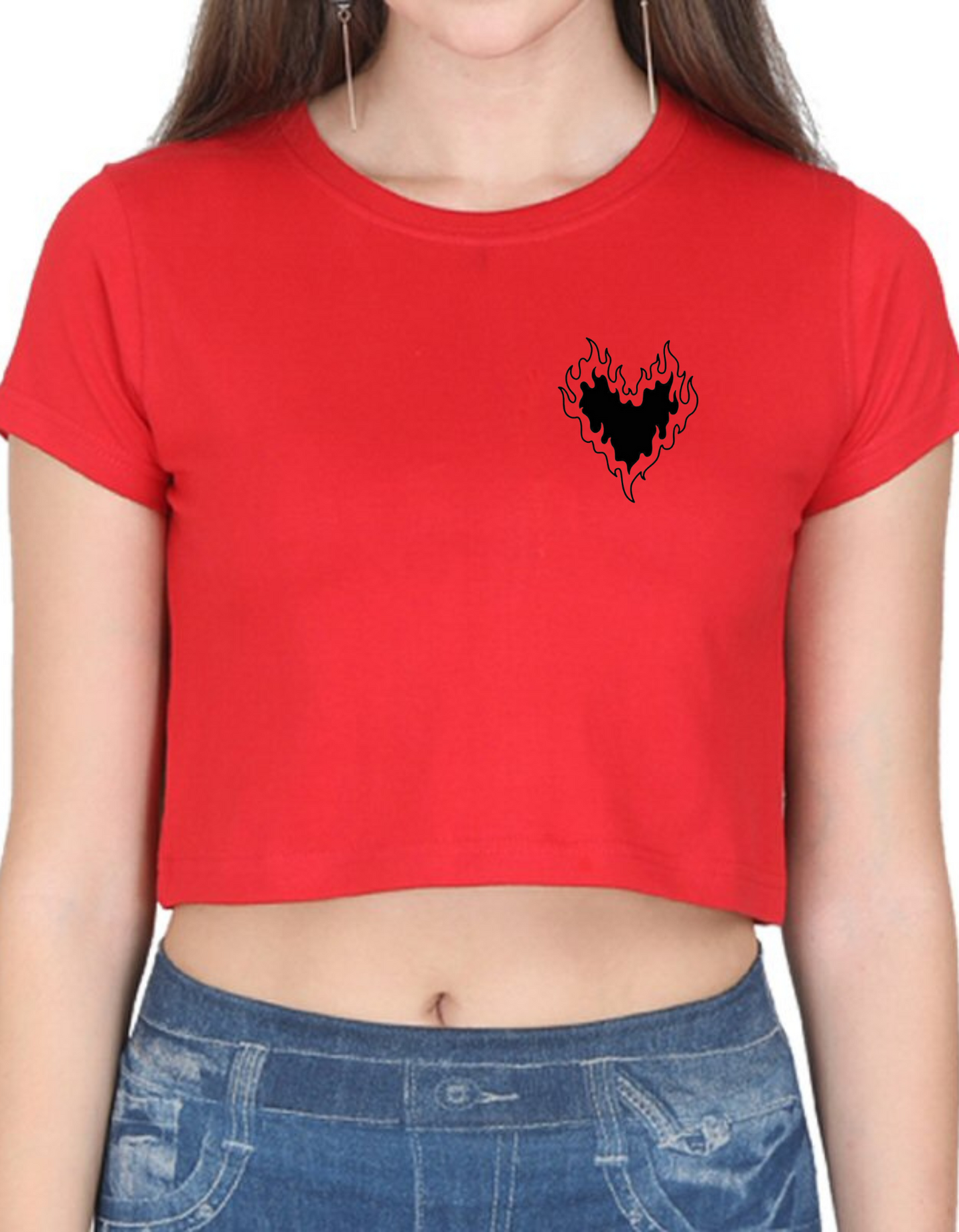 EMBROIDERY CROPTOP - RED - WOMENS