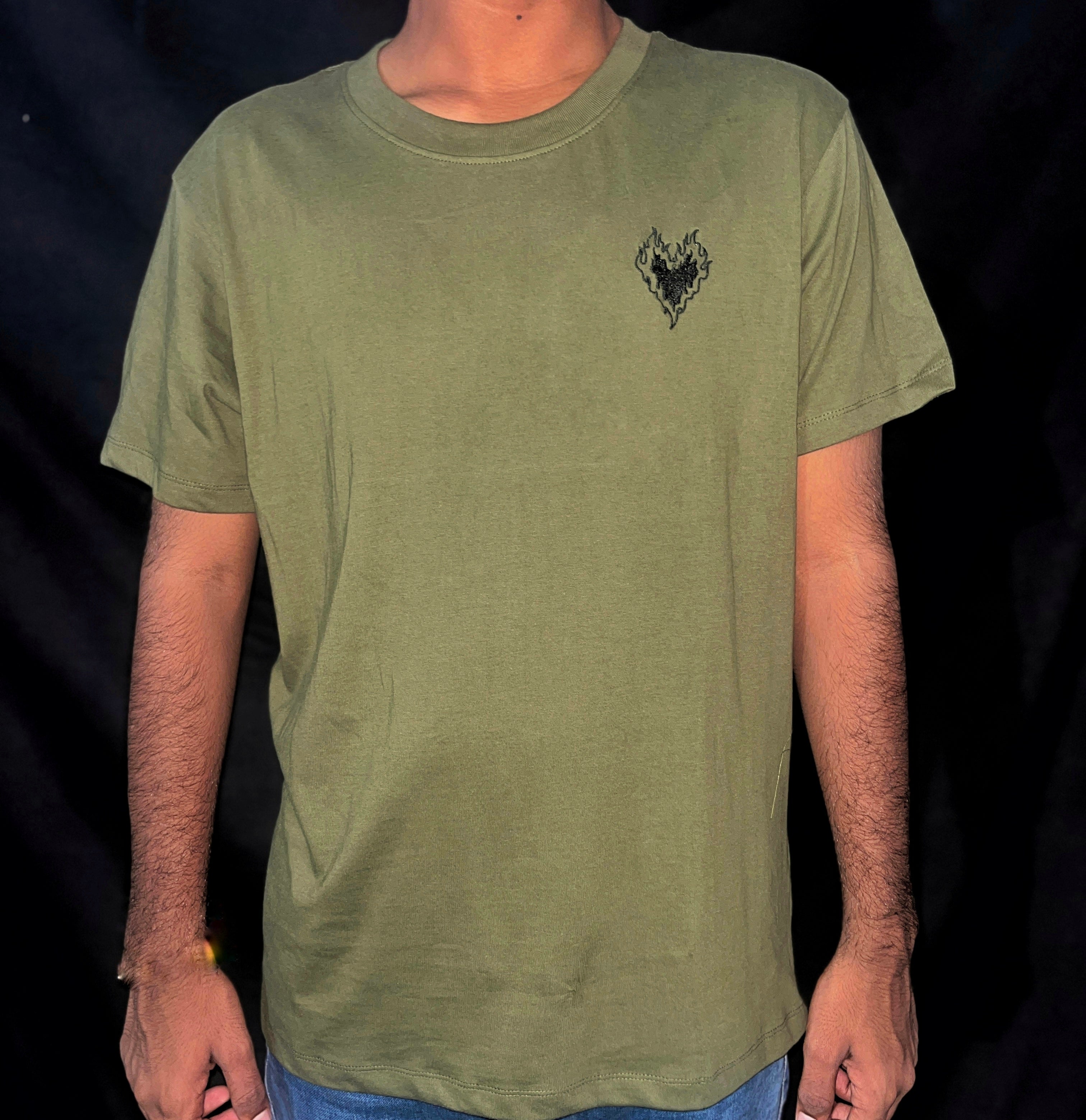 EMBROIDERY TSHIRT - OLIVE GREEN - UNISEX