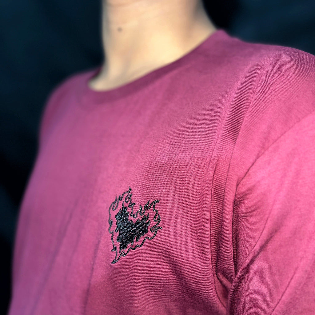EMBROIDERY FULLHANDS TSHIRT - MAROON - UNISEX