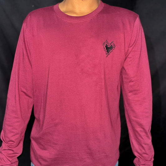 EMBROIDERY FULLHANDS TSHIRT - MAROON - UNISEX
