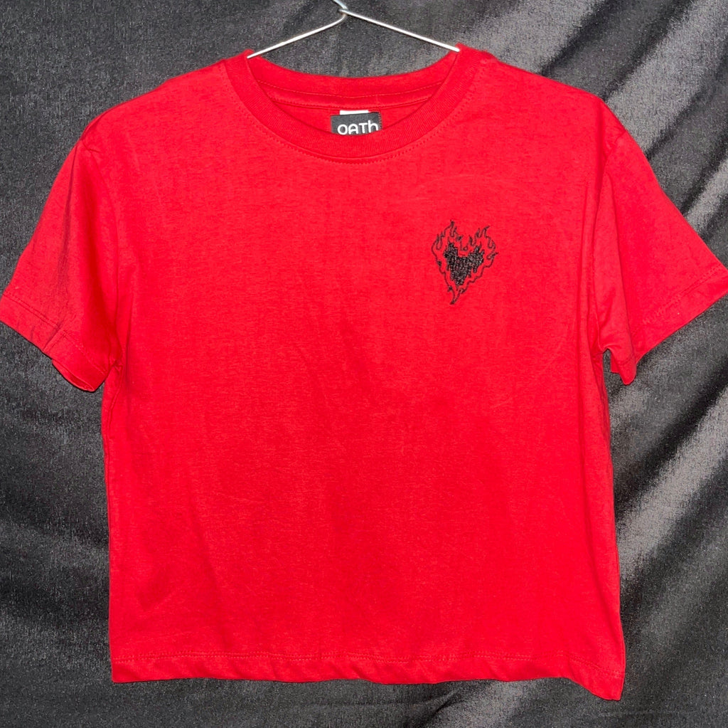 EMBROIDERY CROPTOP - RED - WOMENS