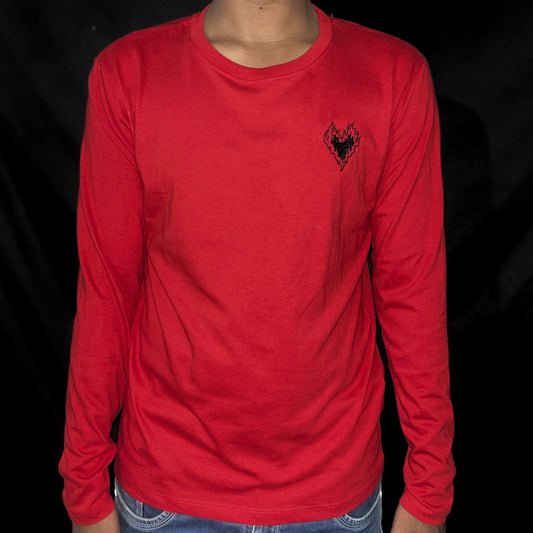 EMROIDERY FULL HANDS T-SHIRT - RED  - UNISEX