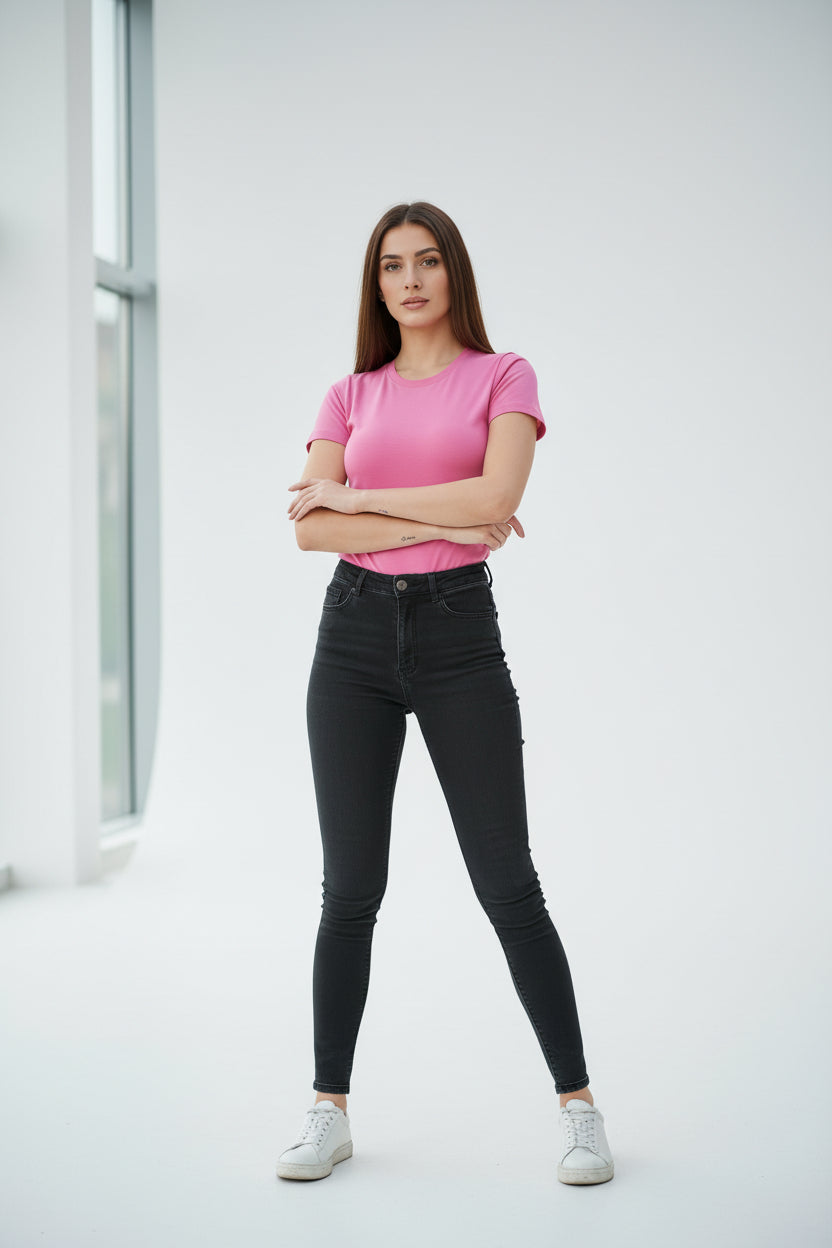 Womens Round neck Tee - Pink