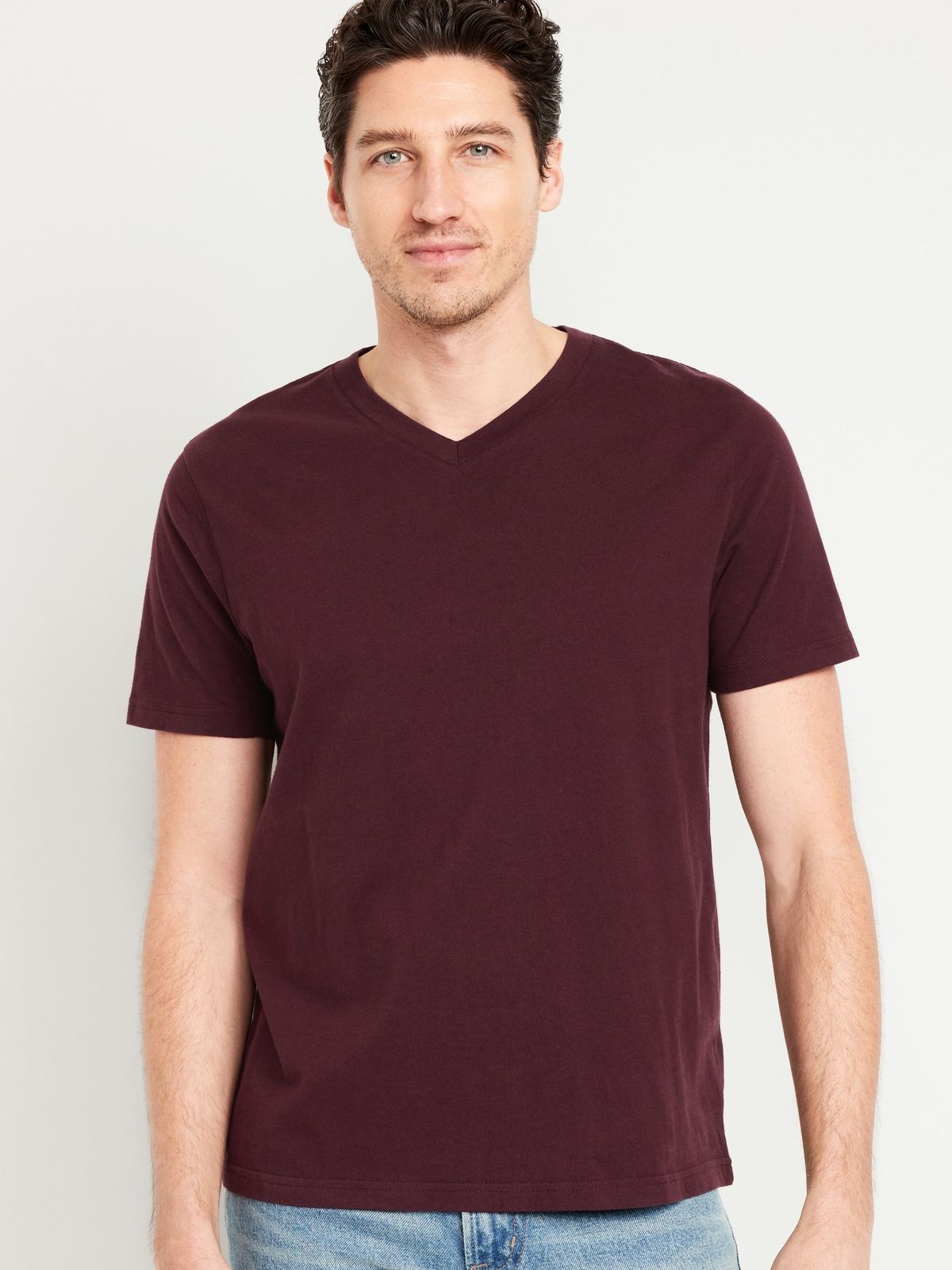 V-NECK MAROON T-SHIRT