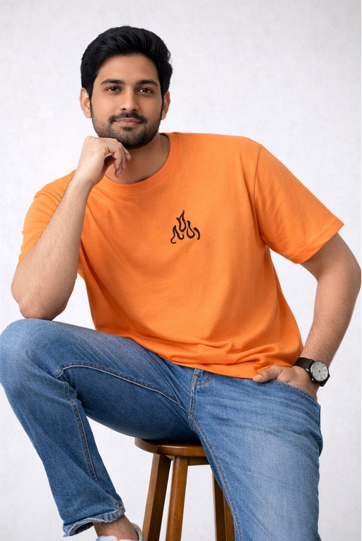 OATH Embroidered Fire tangerine  Tee – Unisex