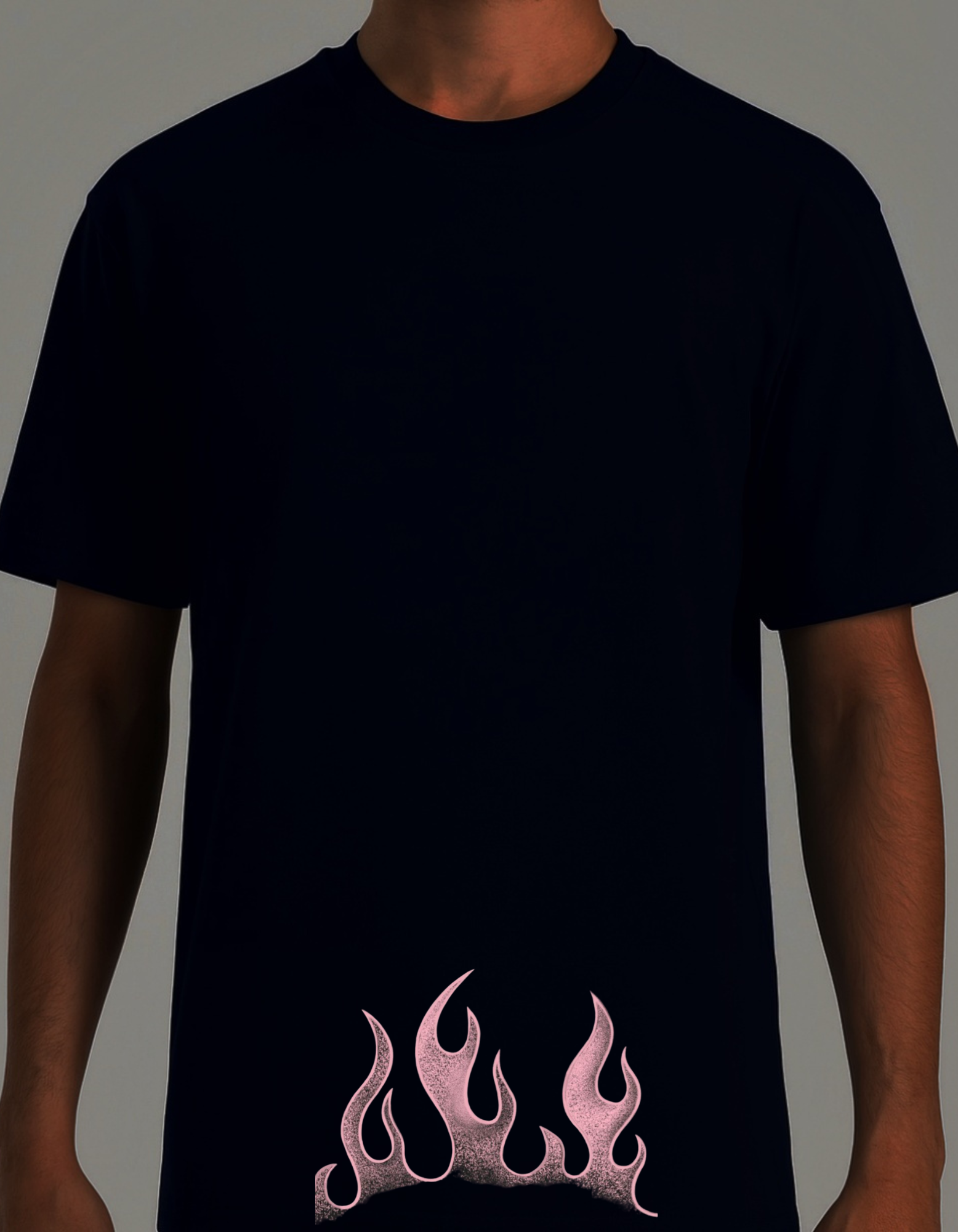 Oversized t-shirt - front bottum printed - black -unisex