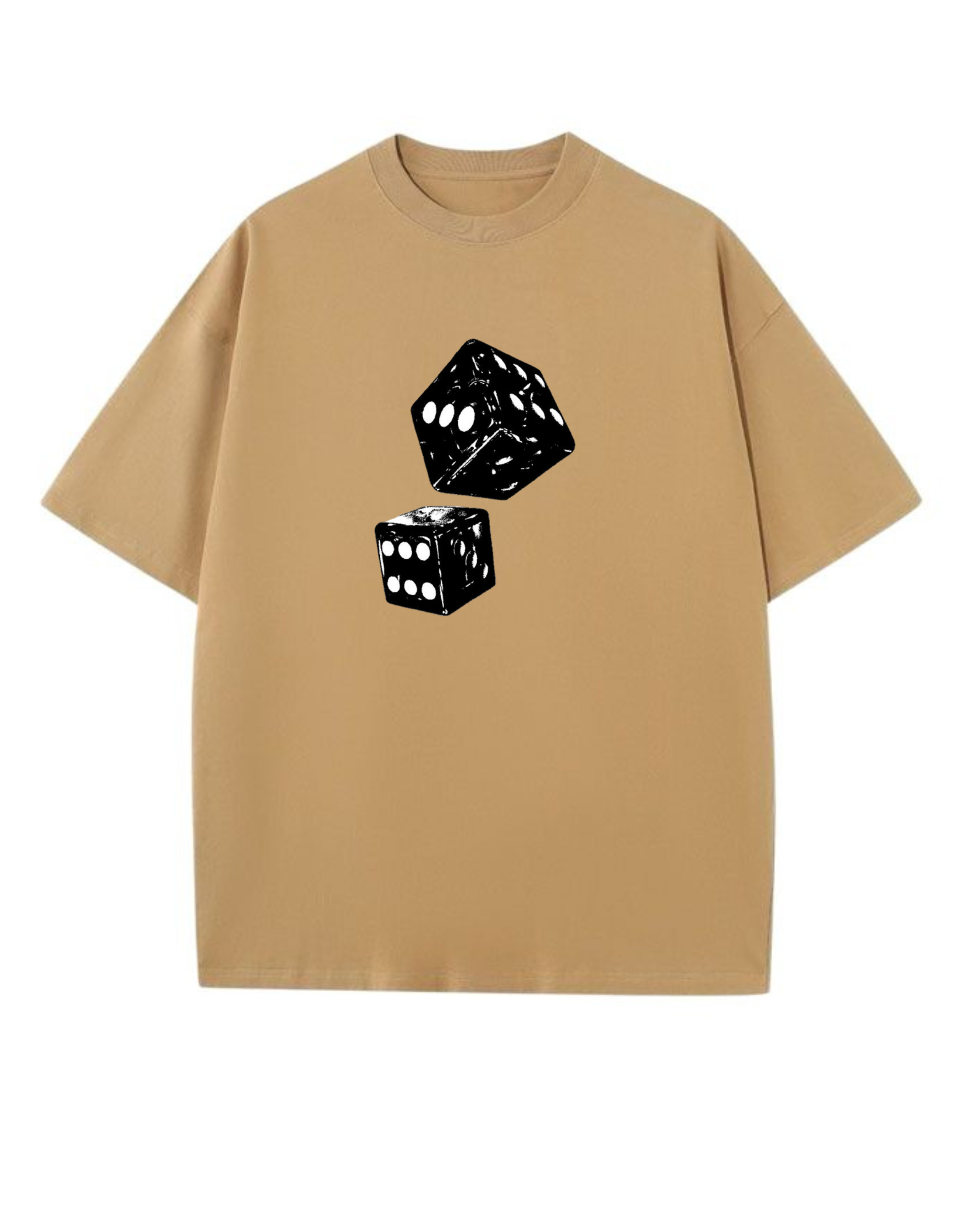 Oversized Tshirt - front print - taupe colour - unisex